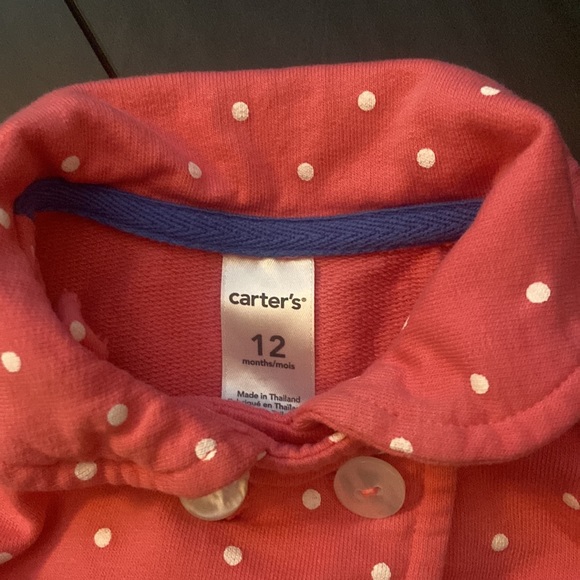 Carter’s baby girl pink and white polka dot coat 12M - Picture 2 of 3